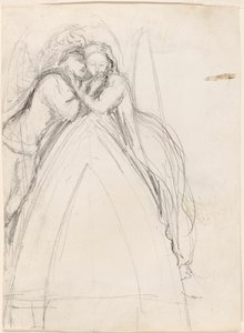 Design for a Gothic Arch with the Artist and Effie Ruskin Embracing (recto); Design for a Gothic Arch with Effie as an Angel (verso) by Sir John Everett Millais