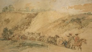 Army Waggons in a Ravine