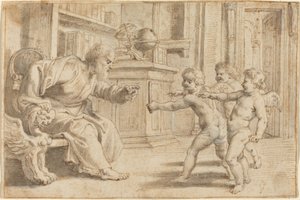 Putti Testing a Man
