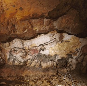 The Mythical Unicorn of Lascaux painted over 17,000 years ago line the white calcite