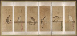 Tethered Hawks, Before 1606 by Soga Chokuan