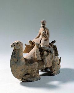 Sogdian civilization: camel and camel, transport of silk (Terracotta funerary statue) by Sogdian Sogdian