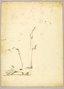 Tree Trunks and Sheep by Solon H. Borglum
