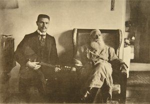 Russian Author Leo Tolstoy with the Balalaika Player Boris Troyanovsky, Russia by Sophia Andreevna Tolstaya