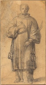 A Standing Saint Holding a Book and a Palm Frond