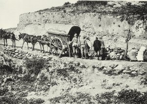 Unloading a cart of firearms, in order to climb the Dersa Hills, Tetouan, Morocco