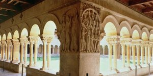 Christ and the Pilgrim of Emmaus, relief from a corner pillar of the cloister by Spanish School