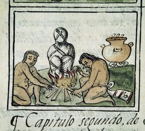 Codex of the Conquest of Mexico: Mummification of a Body by Spanish School