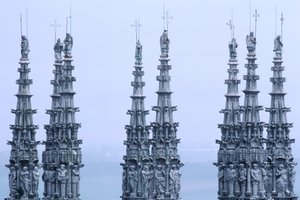 Detail of the lantern tower spires by Spanish School