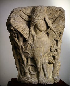 Double Capital Depicting a Sphinx with Braided Hair