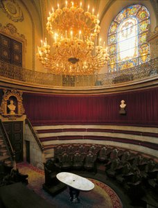 Interior view of the amphitheatre of the Royal Academy of Medicine, former college of surgery founded in 1699, Barcelona, Spain (photo)