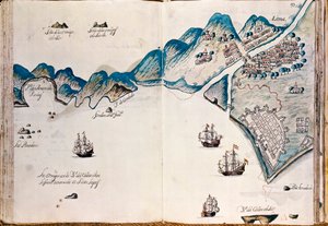 Map of part of New Spain, the coast of Peru and the city of Lima, from "Mapas de las costas de América en el mar del Sur, desde la última población de españoles en ellas, que es la ciudad de Compostela, en adelante"