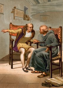 Meeting Between Columbus and P. Marchena on the Return of the First Voyage by Spanish School