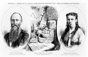 Mexico - Ruins of the ancient population of Chichen Itza, near Merida, Yucatan, illustration from La Illustracion Espanola y Americana 1877
