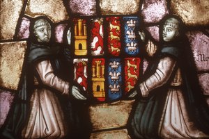 Monks holding a coat of arms by Spanish School
