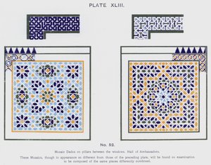 Mosaic Dados on Pillars Between the Windows, Hall of Ambassadors by Spanish School