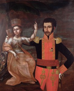 Simon Bolivar (1783-1830) and a Native American Woman