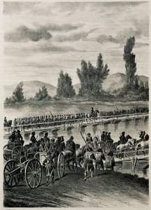 The Troops of the Napoleonic French Army Cross the River of Bidasoa by Spanish School