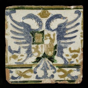 Tile with the Arms of Leon and Castile by Spanish School