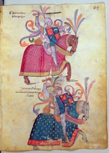 Two cavaliers, from the Libro de Los Caballeros de Santiago