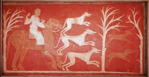Hunting Scene Depicting Dogs Running After Game by Spanish School