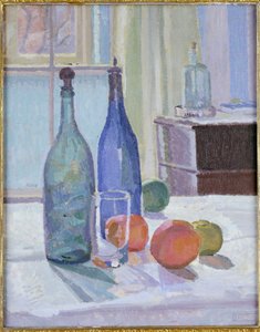 Blue and Green Bottles and Oranges by Spencer Frederick Gore