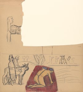Cave of the Golden Calf: Design for a Decorative Panel, Worshippers and Calf by Spencer Frederick Gore