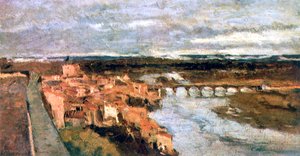 Landscape with Village and Bridge by Stanislas Lepine