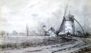 Landscape with Windmill by Stanislas Lepine
