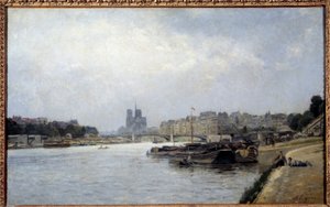 The Island of the Cite and the Island of Saint Louis Seen from the Bridge of Austerlitz. Painting by Stanislas Lepine (1835-1892) by Stanislas Victor Edouard Lepine