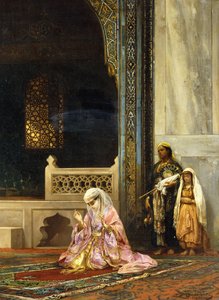 A Turkish Lady Praying in the Green Mosque, Bursa