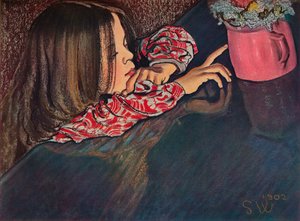 Girl Looking at Flower Vase, 1902