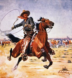 Cowboy with Lassoo by Stanley L. Wood