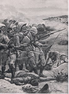 The Square at Abu-Kru, 19th January 1885 (Illustration from British Battles on Land and Sea, 1915)