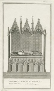 Lichfield Cathedral - Monument to Bishop Langton (engraving)