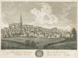 Walsall Town - North West View: Engraving, c.1798 by Stebbing Shaw
