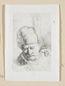 Head of a Man with a Turban Adorned with a Feather
