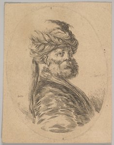 A Turkish Man with a Beard and Turban with One Long Feather in Front, 1650