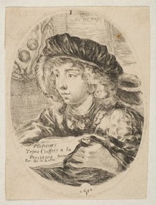 A Bust of a Young Man Wearing a Cap with Feathers (detail)