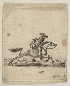 A Horseman with Sword in Hand Galloping Towards the Right, Other Horsemen Galloping by Stefano della Bella