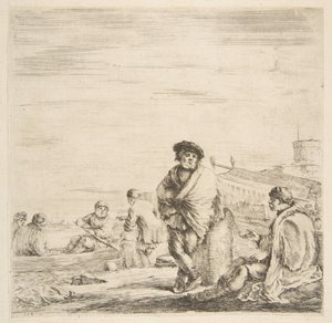 A Standing Sailor Talking to a Seated Levantine by Stefano della Bella