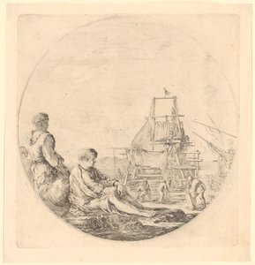 African and European Sailor on a Ship by Stefano della Bella