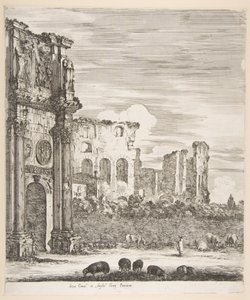 Arch of Constantine and Colosseum with Sheep Grazing in Foreground, from Six Large Views by Stefano della Bella