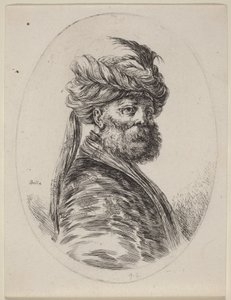 Bearded Moor in a Feathered Turban with a Veil, Turned to the Right by Stefano della Bella