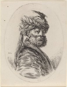 Bearded Moor in a Feathered Turban with a Veil, Turned to the Right by Stefano della Bella