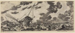 Loading of Various Ships (Various Embarkations): Three Galleys in a Storm by Stefano della Bella
