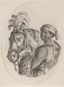 Black Groom with an Arabian Horse by Stefano della Bella