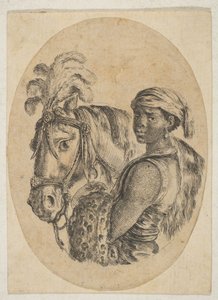 Black Slave Carries a Leopard Pelt and Holds the Bridle of a Horse by Stefano della Bella