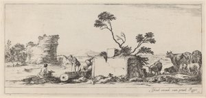 Campagna Scene with Artist Sketching by Stefano della Bella