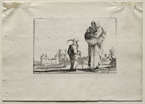 Caprices: Beggar Woman with a Baby and a Little Girl by Stefano della Bella
